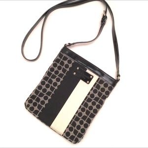 Vintage Kate Spade NY Monogram Patent Leather Crossbody Y2K Black Cream